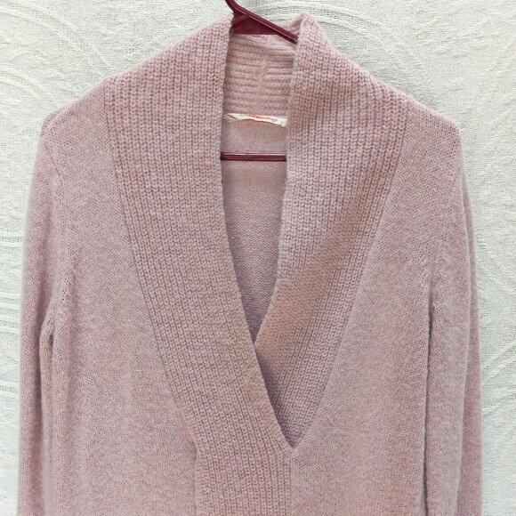 Soft Surroundings Dusty Mauve Fuzzy Knit V-Neck Sweater Sz-M (T-399) - Picture 5 of 12